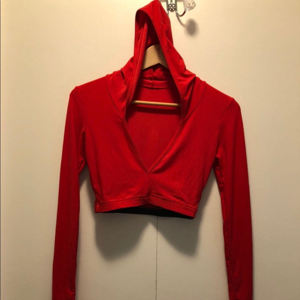 Longsleeve red croptop, athletic wicked 4 sweating